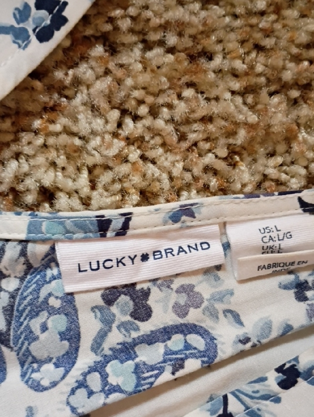 Lucky Brand White and Blue Paisley V-Neck Maxi Dress - Picture 4 of 10